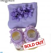 Set Bayi Turban Bunga 2in1 ungu