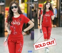 Setelan paris bunga red