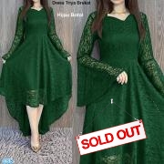 Dress Trisya Brukat Hijau botol