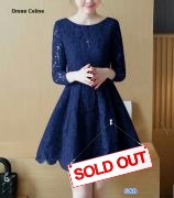 Dress brukat celine navy