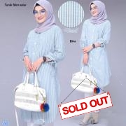 Tunik slim salur biru