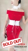 Dress import 8702 belt putih