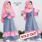 Gamis strip kids pink
