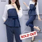 Set Saluri navy putih