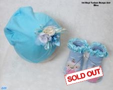Set Bayi Turban Bunga 2in1 Biru