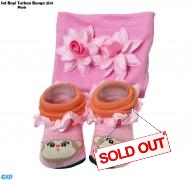 Set Bayi Turban bunga 2in1 pink