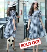 Dress midi kotak navy