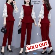 Set Fina Polka Maroon