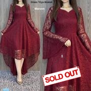 Dress Trisya Brukat maroon