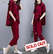 Setelan sarita maroon