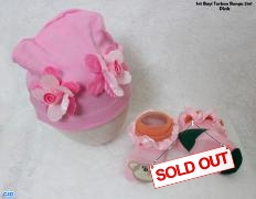 Set Bayi Turban bunga 2in1 pink