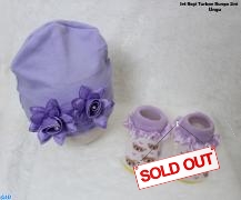 Set bayi turban bunga 2in1 ungu
