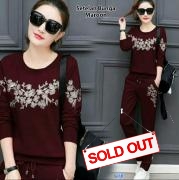 Setelan Bunga maroon