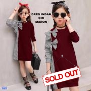 Dress  indah salur  kids maroon
