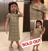 Dress kotak asimetris coklat
