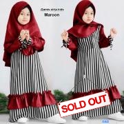 Gamis strip kids maroon