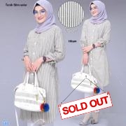 Tunik slim salur hitam