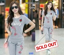 Setelan paris bunga grey