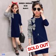 Dress  indah salur  kids navy