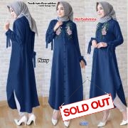 Tunik twis flow sablon navy-tunik bunga twis
