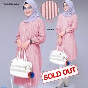 Tunik slim salur maroon