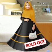 Hijab Listy hitam mustard