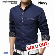 Kemeja nando navy lis bunga -kmj P065