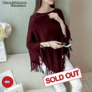 Blus rajut maroon-blus ponco maron