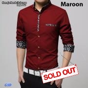 Kemeja nando maroon lis bunga -kmj P065